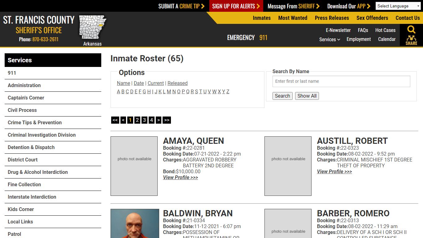 Inmate Roster - Current Inmates - St. Francis County ...