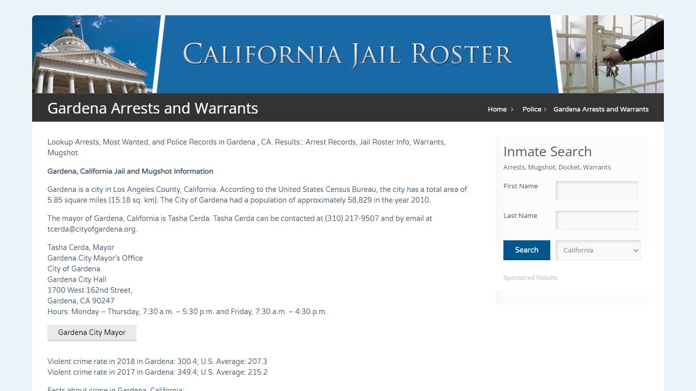 Gardena Arrests and Warrants | Jail Roster Search